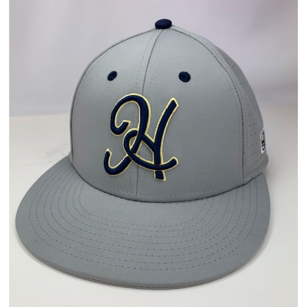 H Oklahoma High School Baseball Cap Medium Hat Gray Stretch Fit Game Blue & Gold